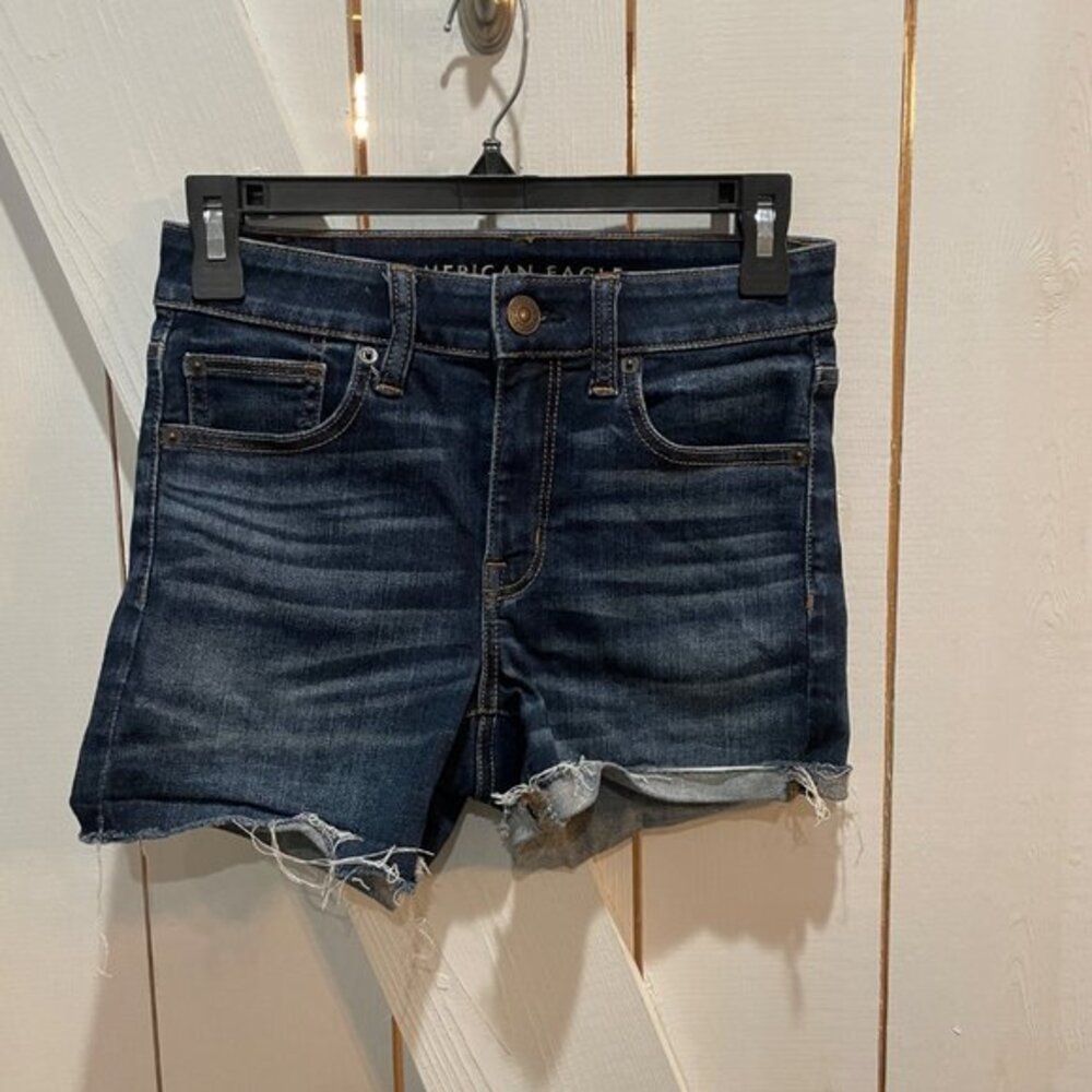 American Eagle hi‎ rise shortie jean shorts 2